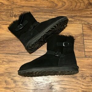 Black Suede Style Kids Boots, Sz 4